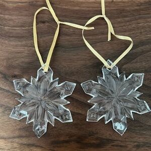 Mikasa Cut Glass Snowflake Christmas Ornament Germany Clear Holiday set of 2